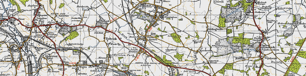Old map of North Anston in 1947
