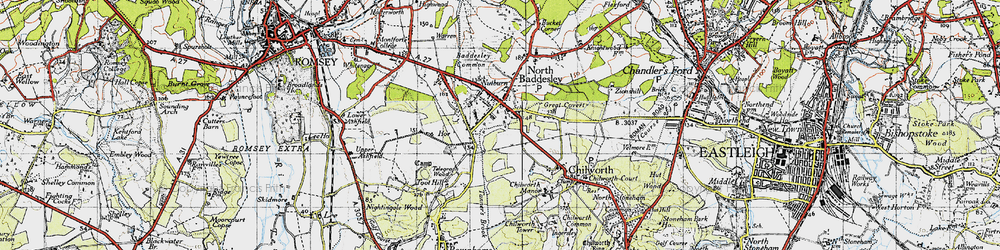 Old map of North Baddesley in 1945
