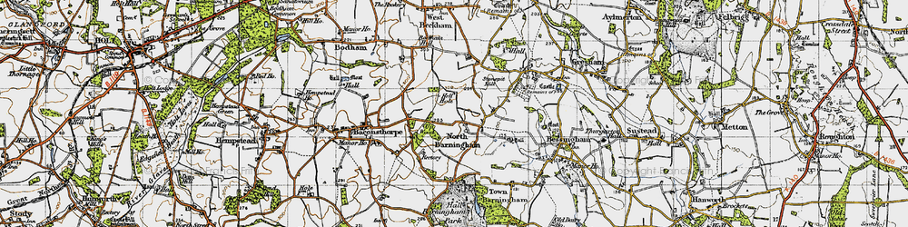 Old map of North Barningham in 1945