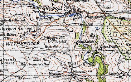 Old map of Withypool Hill in 1946