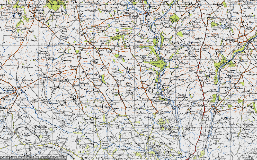 Old Map of Historic Map covering Bradridge in 1946