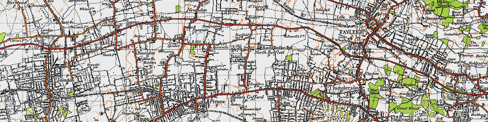 Old map of North Benfleet in 1945