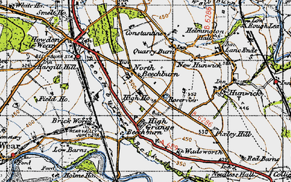 Old map of Beechburn Beck in 1947