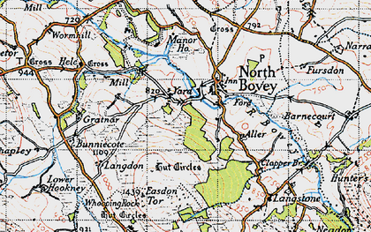 Old map of North Bovey in 1946