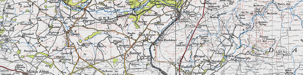 Old map of Brent Tor in 1946