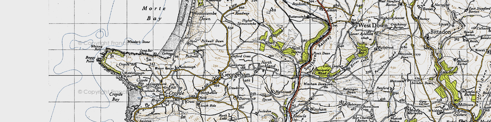 Old map of North Buckland in 1946
