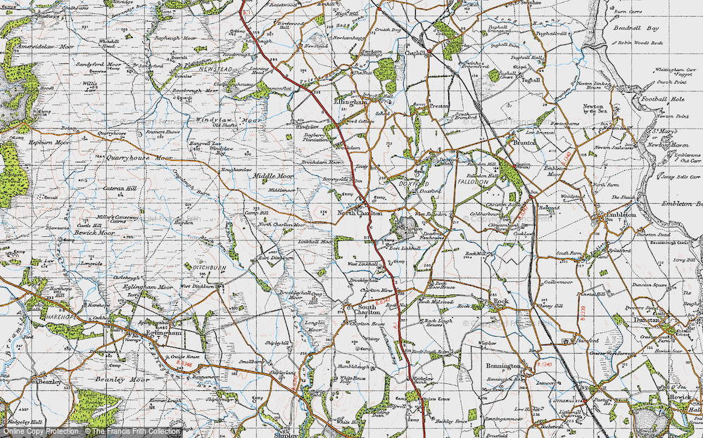 Old Map of Historic Map covering Brockdam Moor in 1947