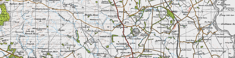 Old map of Brockdam Moor in 1947