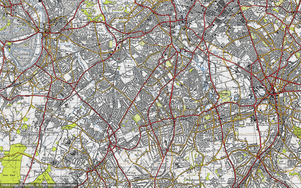 Old Map of North Cheam, 1945 in 1945