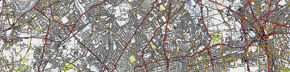 Old map of North Cheam in 1945