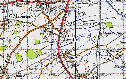 Old map of North Cheriton in 1945