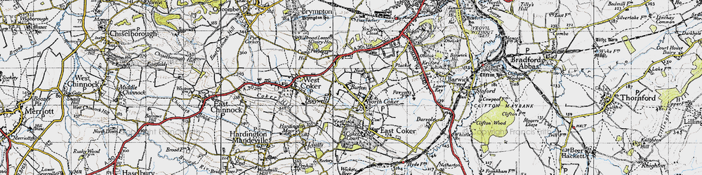 Old map of North Coker in 1945