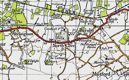 Old map of North Cove in 1946