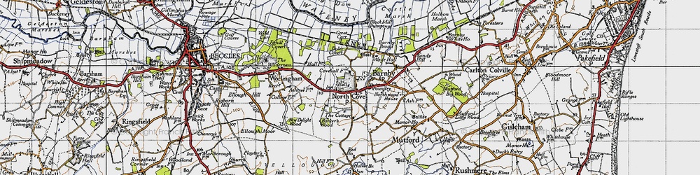 Old map of North Cove in 1946