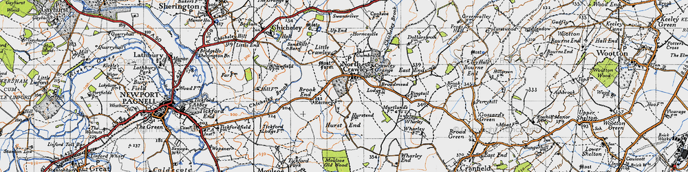 Old map of North Crawley in 1946