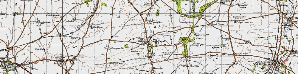 Old map of North Creake in 1946