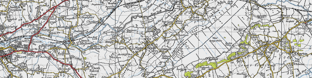 Old map of North Curry in 1945