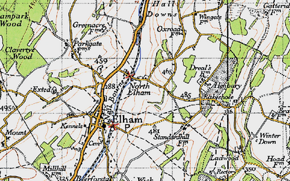 Old map of North Elham in 1947