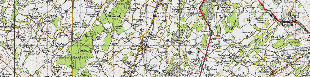 Old map of North Elham in 1947