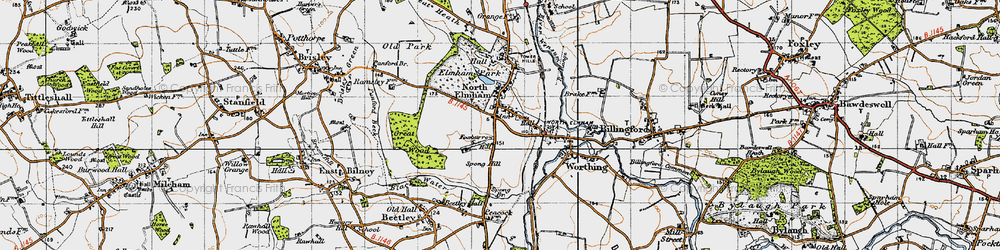 Old map of North Elmham in 1946