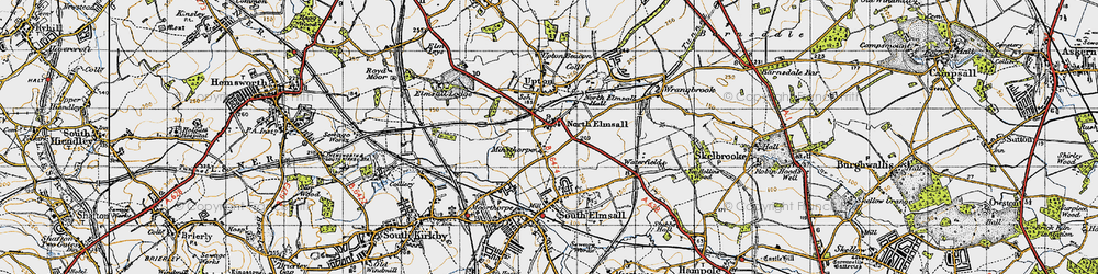 Old map of North Elmsall in 1947