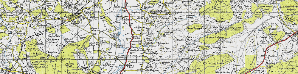 Old map of North Gorley in 1940