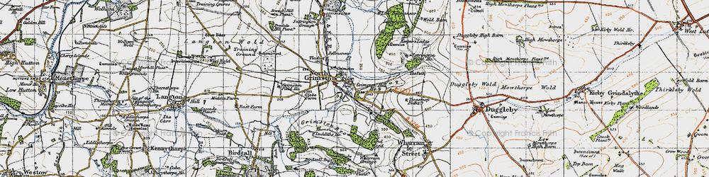 Old map of North Grimston in 1947