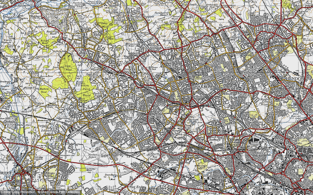 Old Map of North Harrow, 1945 in 1945