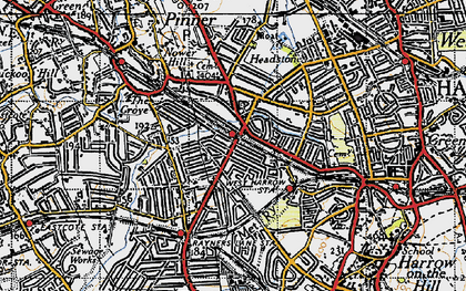 Old map of North Harrow in 1945