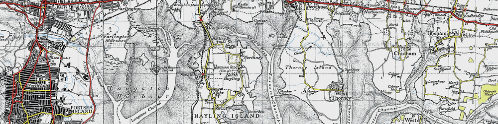 Old map of North Hayling in 1945