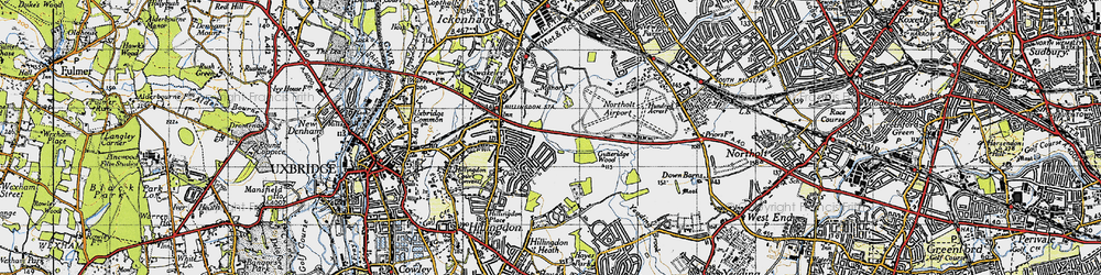 Old map of North Hillingdon in 1945