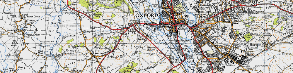 Old map of North Hinksey Village in 1947