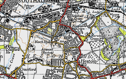 Old map of North Hyde in 1945