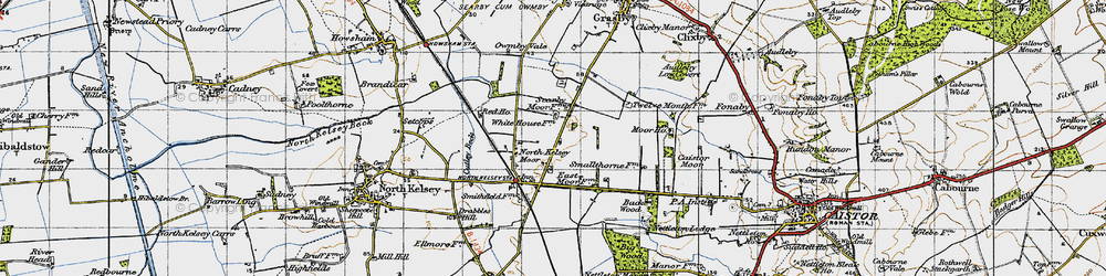 Old map of North Kelsey Moor in 1947