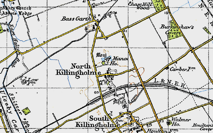Old map of North Killingholme in 1947