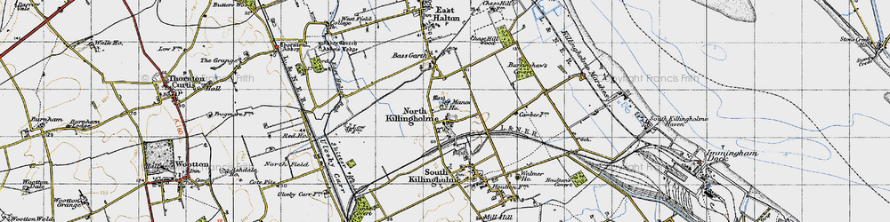 Old map of North Killingholme in 1947