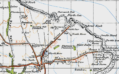 Old map of Flamborough Head in 1947