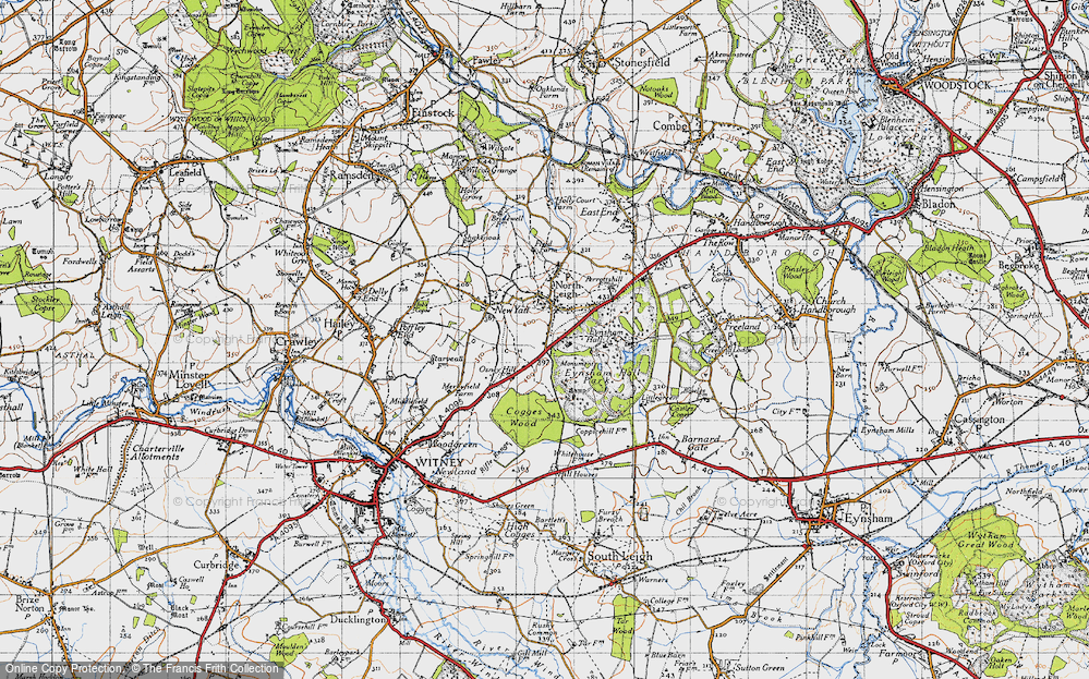 Old Map of Historic Map covering Eynsham Hall in 1946