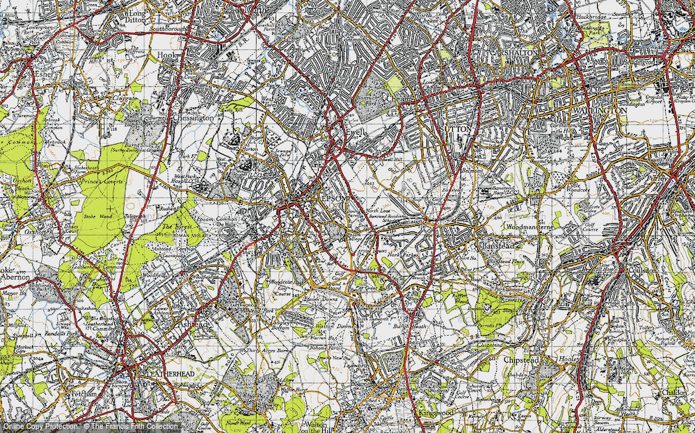 Old Map of Historic Map covering Drift Bridge in 1945