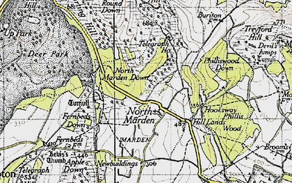 Old map of North Marden in 1945