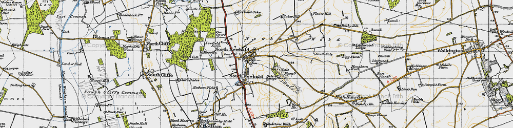 Old map of North Newbald in 1947