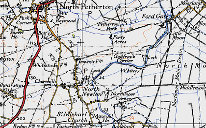 Old map of North Newton in 1945
