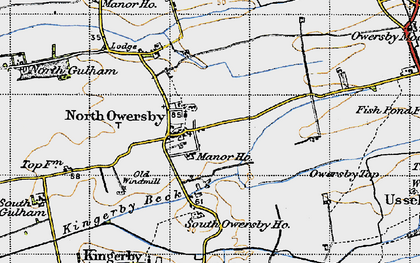 Old map of North Owersby in 1947