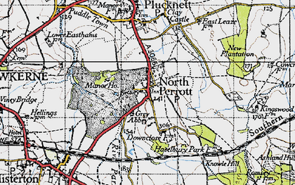 Old map of North Perrott in 1945