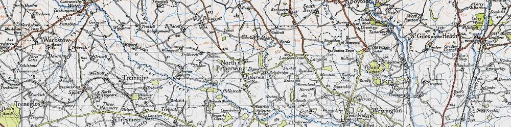 Old map of Bolesbridge Water in 1946