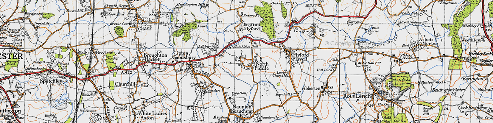Old map of North Piddle in 1947