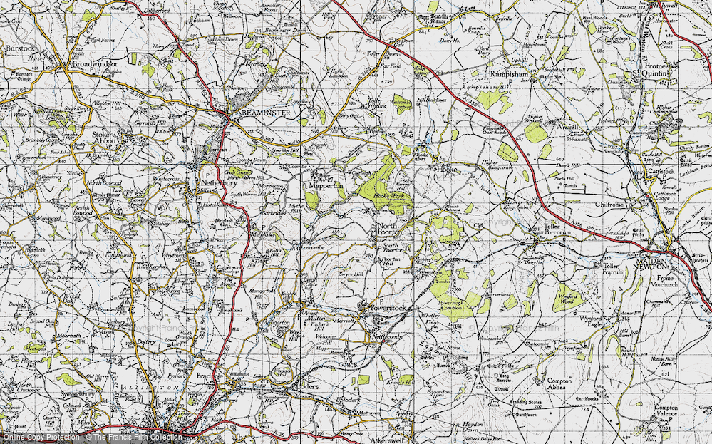 Old Map of Historic Map covering Burcombe in 1945