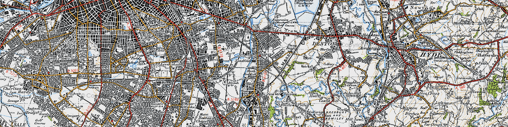Old map of North Reddish in 1947
