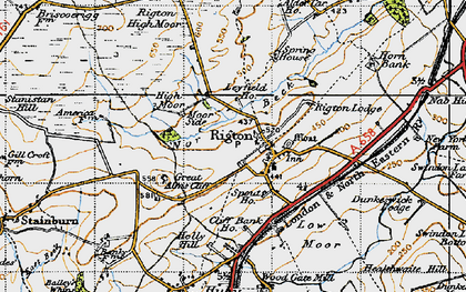 Old map of Almscliff Crag in 1947