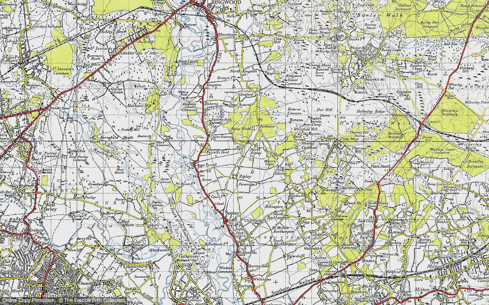 Old Map of Historic Map covering Bisterne Manor in 1940